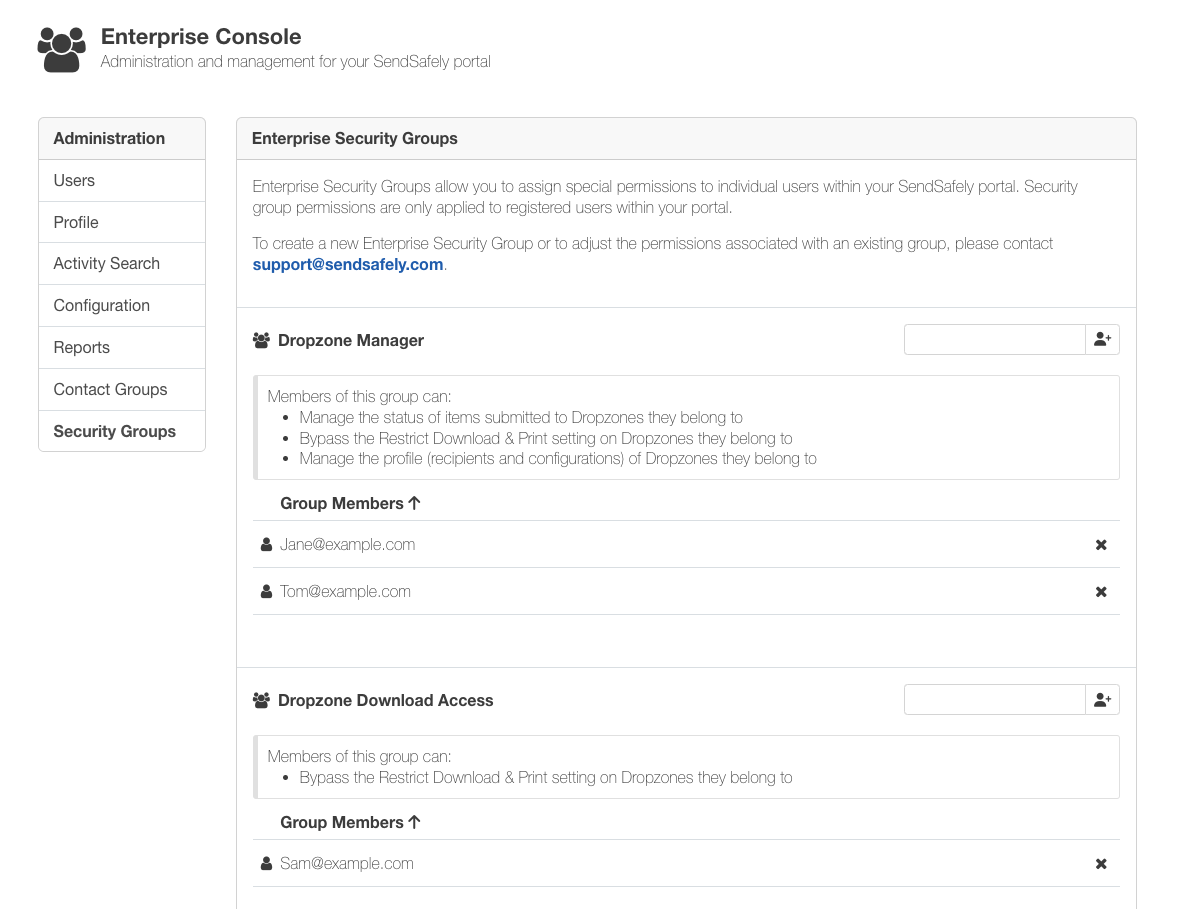 Dropzone Manager - Security Group