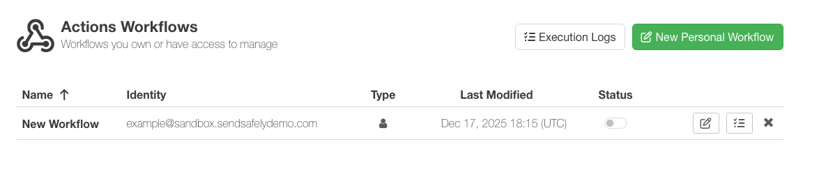 Workflow Listing