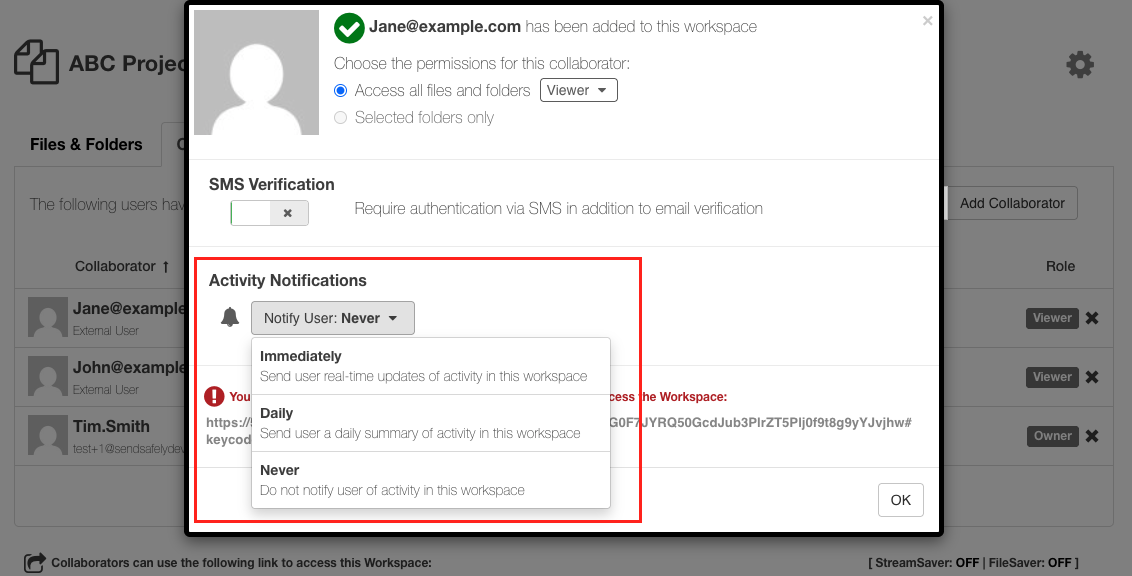 Workspace Activity Notifications